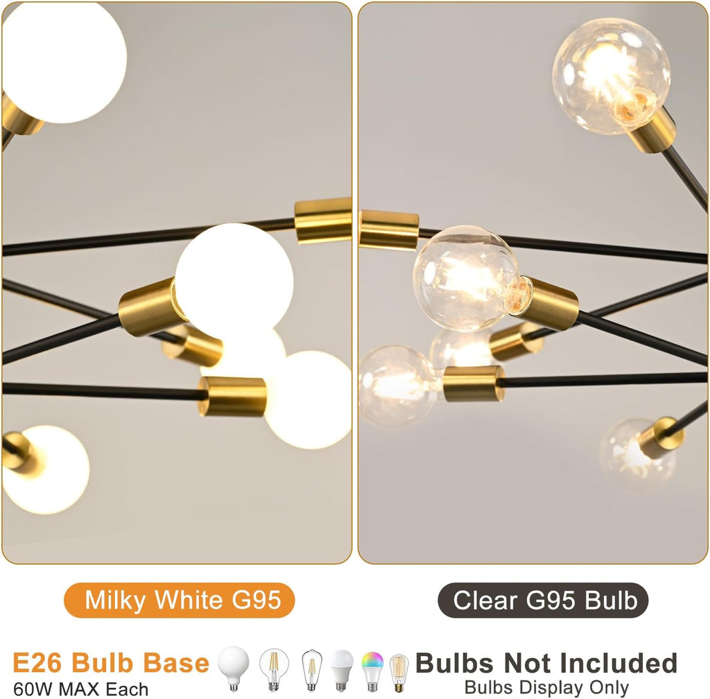12-Light Black & Brushed Gold Sputnik Chandelier