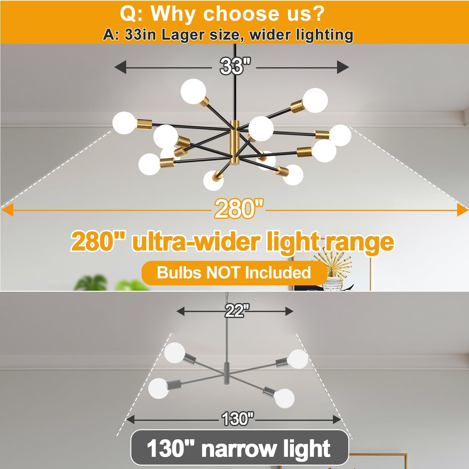 12-Light Black & Brushed Gold Sputnik Chandelier