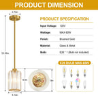Modern Brushed Gold Crystal Pendant Lights – Set of 3