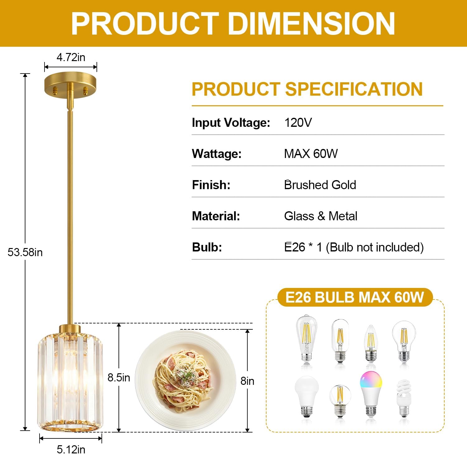 Modern Brushed Gold Crystal Pendant Lights – Set of 3