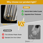 Modern Brushed Gold Crystal Pendant Lights – Set of 3